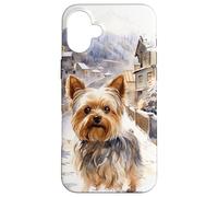 Winter Wonderland Yorkie Acuarela Perro de Invierno Carcasa para iPhone 16 Plus
