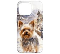Winter Wonderland Yorkie Acuarela Perro de Invierno Carcasa para iPhone 16 Pro