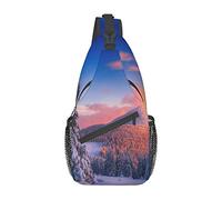 Winter Wonderlands Blue Rose Sling Bag, Mochila de Hombro Paquete de Pecho Causal Crossbody Daypack para Mujeres Hombres Senderismo Viajes