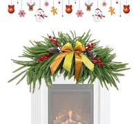 Winter Wreath Bow Christmas Decorations, Christmas Wreaths For Front Door - Artificial with Red Berries Bow For Outdoor Porch Wall Mantel Living Room Office Farmhouse Holiday Party