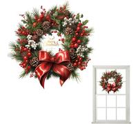 Winter Wreath Decals - Decorative Window Cling Collection, Christmas Wall Garland Sheet With Various Sizes, Static PVC Material For Glass And Tiles, Long Tail Enhancement Kit For Homes Offices
