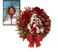 Winter Wreaths for Front Door - Christmas Home Decorations, Indoor Outdoor Versatile Decor, Multi Area Festive Display Feature for Window Wall Gatherings Outside, Winter Supplies, Multi Color