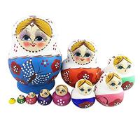 Winterworm Juego de 10 muñecos de mariposa de estilo rústico Matryoshka de anidación rusa de madera apilable juguete para niños