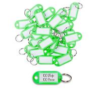 WINTEX Llaveros plastico con etiqueta - Set de 100x llavero identificador llaves - Etiquetas llaves personalizables para apartamentos casas oficina taller bicicleta - Verde