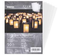 WINTEX Papel transparente impresora A3 - Set de 50x láminas de papel cebolla de 102 g/m² - Papel manualidades plantillas para calcar - Hojas de color blanco tránlucido