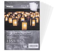 WINTEX Papel Vegetal A4 - Set 135x Láminas Papel Cebolla A4 de 100 g/m² - Hojas Transparentes de Calco para Dibujo Imprimir - Hojas Color Blanco Translúcido