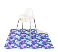 Winthome Alfombrilla para Trona Bebe Impermeable y Antideslizante- Alfombra Bebe Fácil de Limpiar, Lavable en Lavadora, Tapete Bebe Plegable, Alfombrilla de Destete para Proteger el Suelo,130x130cm