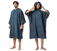 Winthome Poncho Albornoz Absorbente Cálido, Poncho Surf Ayuda de Cambio de Playa, Bata de Baño con Bolsillo y Capucha, para Hombre Mujer, Natación Surf Playas Duchas, Viajes Casa Sauna (Gris azul, M)