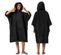 Winthome Poncho Albornoz Absorbente Cálido, Poncho Surf Ayuda de Cambio de Playa, Bata de Baño con Bolsillo y Capucha, para Hombre Mujer, Natación Surf Playas Duchas, Viajes Casa Sauna (Negro, M)
