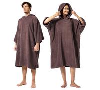 Winthome Poncho Surf Anti-Frío, Microfibra Ayuda de Cambio de Playa, Bata de Baño con Bolsillo y Capucha, Manta poncho para Hombre Mujer, Natación Surf Playas Duchas, Viajes (Rojo parduzco, M)