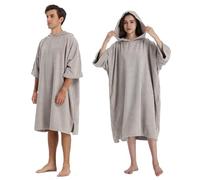 Winthome Poncho Surf Anti-Frío, Poncho Microfibra Ayuda de Cambio de Playa, Bata de Baño con Bolsillo y Capucha, Manta poncho para Hombre Mujer, Natación Surf Playas Duchas, Viajes (Gris plateado, M)