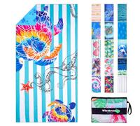 Winthome Toalla Playa de Secado Rápido - Toallas Playa de Microfibra Ligera, Toalla de Playa Sin Arena, para Mujer Hombre, Viajes, Vacaciones, Natación, Camping, con Bolsa (Tortuga, 180x90cm, 1 Pack)