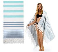 Winthome Toalla Playa Suave 180x100cm-Toalla Hammam de Algodón de Bambú, Ligero Ahorra Espacio, Beach Towel con Borlas Absorbente, Libre de Arena, Toalla de Baño Turco para Mujer Hombre (1 Pack)