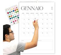 WINUND Calendario 2026 pared grande 43x62 cm, de noviembre 2025 a diciembre 2026, Calendario pared 2026 español, Español con 14 meses, 1 mes por hoja | Incluye stickers