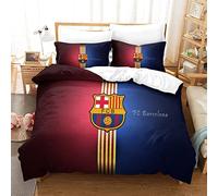 WINUO Equipo de Fútbol Barrelone Juego de Funda Nórdica 135X200cm (Cama de 90) Funda de Edredón de Microfibra Suave con 2 Fundas de Almohada 50x75