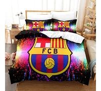 WINUO Equipo de Fútbol Barrelone Juego de Funda Nórdica 135X200cm (Cama de 90) Funda de Edredón de Microfibra Suave con 2 Fundas de Almohada 50x75