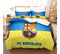 WINUO Equipo de Fútbol Barrelone Juego de Funda Nórdica 135X200cm (Cama de 90) Funda de Edredón de Microfibra Suave con 2 Fundas de Almohada 50x75