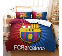 WINUO Equipo de Fútbol Barrelone Juego de Funda Nórdica 150X200cm (Cama de 105) Funda de Edredón de Microfibra Suave con 2 Fundas de Almohada 50x75