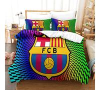 WINUO Equipo de Fútbol Barrelone Juego de Funda Nórdica 150X200cm (Cama de 105) Funda de Edredón de Microfibra Suave con 2 Fundas de Almohada 50x75