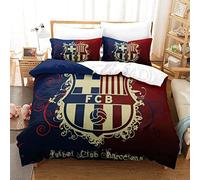 WINUO Equipo de Fútbol Barrelone Juego de Funda Nórdica 150X200cm (Cama de 105) Funda de Edredón de Microfibra Suave con 2 Fundas de Almohada 50x75