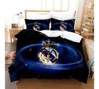 WINUO Equipo de Fútbol Madrid CR7 Juego de Funda Nórdica 135X200cm (Cama de 90) Funda de Edredón de Microfibra Suave con 2 Fundas de Almohada 50x75
