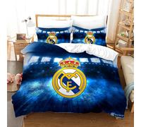 WINUO Equipo de Fútbol Real Madrid Juego de Funda Nórdica 135X200cm (Cama de 90) Funda de Edredón de Microfibra Suave con 2 Fundas de Almohada 50x75