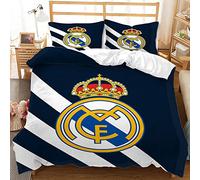 WINUO Equipo de Fútbol Real Madrid Juego de Funda Nórdica 135X200cm (Cama de 90) Funda de Edredón de Microfibra Suave con 2 Fundas de Almohada 50x75