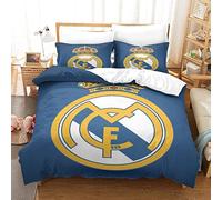WINUO Equipo de Fútbol Real Madrid Juego de Funda Nórdica 135X200cm (Cama de 90) Funda de Edredón de Microfibra Suave con 2 Fundas de Almohada 50x75