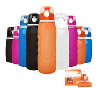 Winwild Botella Plegable Silicona 1000 ml,con Solo Botó,Ultraligera Antifugas,Ideal Para Deportes,Actividades Aire Libre,Ciclismo Agua (Naranja)