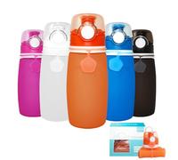 Winwild Botella Plegable Silicona 550 ml,con Solo Botón,Ultraligera Prueba Fugas,Ideal Para Deportes,Actividades Aire Libre Ciclismo (Naranja)