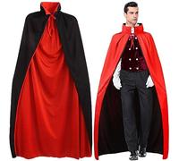 Winwild Capa de Vampiro con Cuello - Negro Rojo de Doble Cara, Halloween Capa de Vampiro Disfraz de Mujer Hombre Adulto para Carnaval Halloween Cosplay Costume(L-150cm)