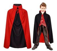 Winwild Capa de Vampiro con Cuello - Negro Rojo de Doble Cara,Halloween Capa de Vampiro para Niños Carnaval Halloween Cosplay Costume(80cm)
