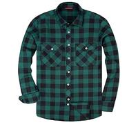 WINWUQB - Camisa de franela para hombre, de manga larga, a cuadros, con botones, casual, a cuadros, con bolsillos, ajuste regular, cómoda y suave, verde, 5XL
