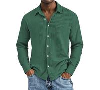 WINWUQB - Camisas de manga larga para hombre, estilo casual, elegante, ligera, con botones, ajuste regular, camisas de vestir clásicas, suaves y cómodas, A-1-verde, 5XL