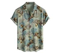 WINWUQB - Camisas hawaianas para hombre, con botones, manga corta, para vacaciones, playa, tropical, vintage, camisa de verano, ligera, casual, cómoda, L-verde, L