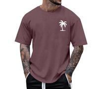 WINWUQB Camiseta de Hombre Casual Manga Corta Playa Vacaciones Verano Coco Gráfico Top Cuello Redondo Suave Transpirable, marrón, XXL