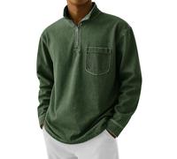 WINWUQB - Camiseta de manga larga con cremallera de 1/4 para hombre, con bolsillo, a la moda, casual, cuello alto, cómoda, ligera, ajuste relajado, verde, 5XL