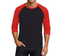WINWUQB - Camiseta de manga raglán 3/4 para hombre, color de contraste, a la moda, cómoda, ligera, cuello redondo, casual, suave, clásica, básica, 01 Negro, 5XL
