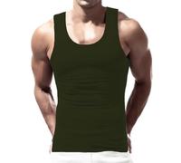 WINWUQB - Camiseta de tirantes para hombre, ligera, informal, deportiva, sin mangas, ajustada, lisa, atlética, para correr y usar todos los días, verde, M