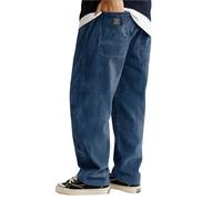 WINWUQB - Pantalones de pana para hombre, holgados, elegantes, casuales, cintura elástica, pierna recta, pantalones clásicos, cómodos, elegantes, bolsillos lisos, azul marino, 5XL
