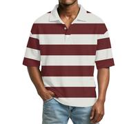 WINWUQB - Polo de manga corta para hombre, a rayas, para trabajo, al aire libre, transpirable, ajuste relajado, camiseta deportiva, informal, verano, golf, tenis, rosso, 4XL