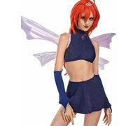 Winx Club Disfraz de mujer Dark Bloom y falda con un par de alas para cosplay (talla S)