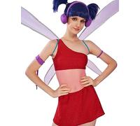 Winx Club Musa - Maillot y falda con un par de alas para mujer, con un hombro descubierto, disfraz de cosplay (extragrande)