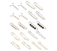 WINXMIN 20 piezas Broche de Perlas Vintage, Clip Doble de Imitación para Damas y Niñas - Imperdibles para Abrigos de Chal y Accesorios de Vestir