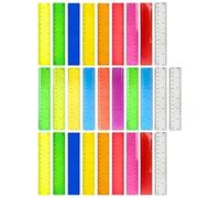 WINXMIN 28 piezas Regla 15 cm Escolar, Reglas de Plástico Transparentes de Colores, Regla de Plástico para Hogar, Escuela, Oficina y Aula