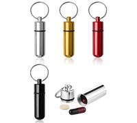 WINXMIN 4 piezas Pastilleros Pequeños de Aluminio con llavero, pastillero, Pastillero Viaje, Mini Impermeable Pastilleros Portátiles, para Acampar al Aire Libre, Viajes, pastillero llavero