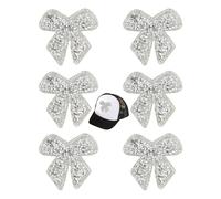 WINXMIN Parches de Lazo para planchar, 6 unidades de brillantes brillantes para planchar, pegatinas de estrella para planchar,estrás de Lazo, parche para manualidades, ropa(plata)