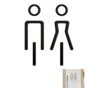 WINXMIN Placa de Señalización de Baño con Símbolo de Hombres y Mujeres en Acrílico, cartel wc, pegatinas para señalización, símbolo de hombre y mujer, Aplicable para Baño, Armario (Negro)(B)