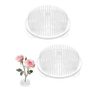 WINXMIN Rana de Flores, 2 Piezas Redondas de plástico Transparente Ikebana Kenzan Rana Japonesa Titular con 3 ventosas para Manualidades Flores