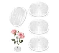 WINXMIN Rana de Flores, 4 Piezas Redondas de plástico Transparente Ikebana Kenzan Rana Japonesa Titular con 3 ventosas para Manualidades Flores